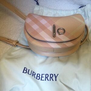 Burberry Pink Check Leather Saddle Crossbody Bag